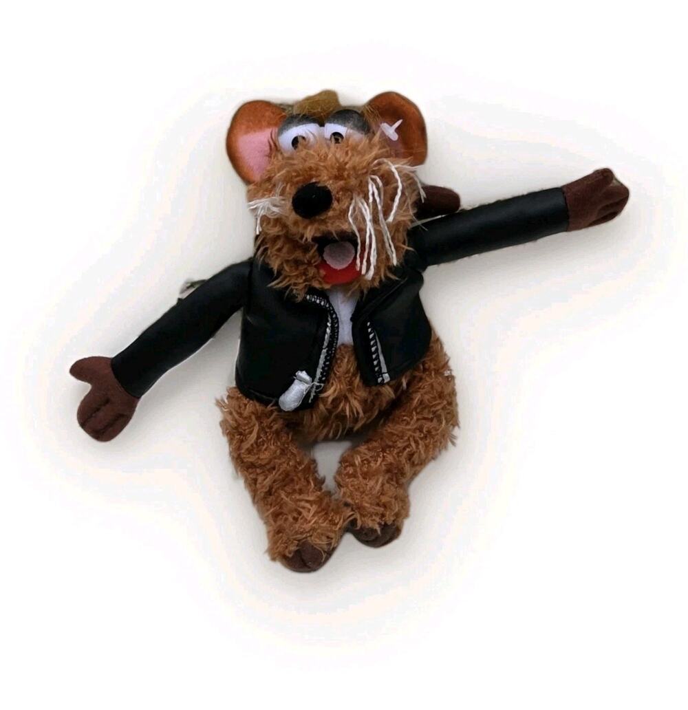 Rizzo The Rat - The Muppets Nanco Plush Soft Toy With Biker Jacket 36cm Vintage